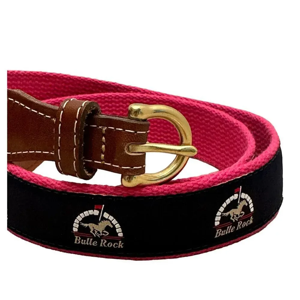 BULLE ROCK Golf Belt Men’s Size 34 Leather Backed Ribbon Style Casual Belt MD
